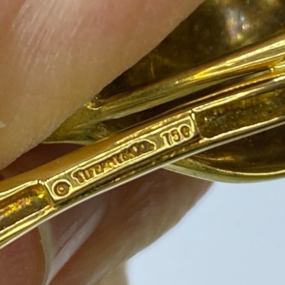 Tiffany & Co. 18K Yellow Gold and Enamel Pin 3 1/8\